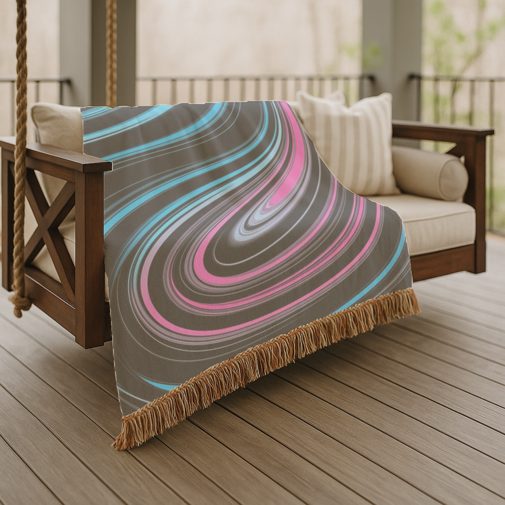 Neon Vortex Throw — 2000s Y2K Neon Flow Woven Blanket