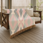 Diamond Lattice Throw — 1980s Pastel Elegance Woven Blanket