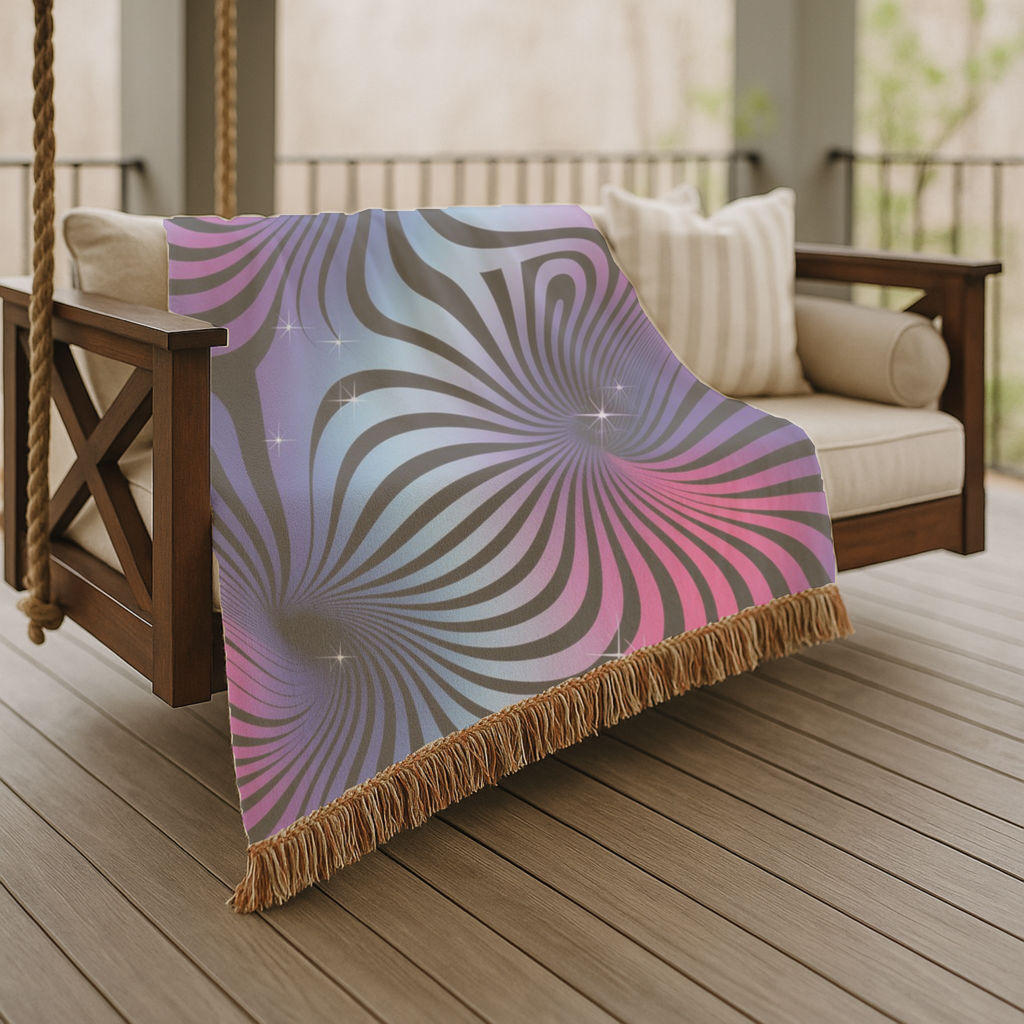 Supernova Throw — 2000s Y2K Stripe Sunburst Woven Blanket