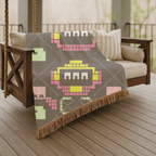 Pixel Robot Throw — 1980s Arcade Game Woven Blanket