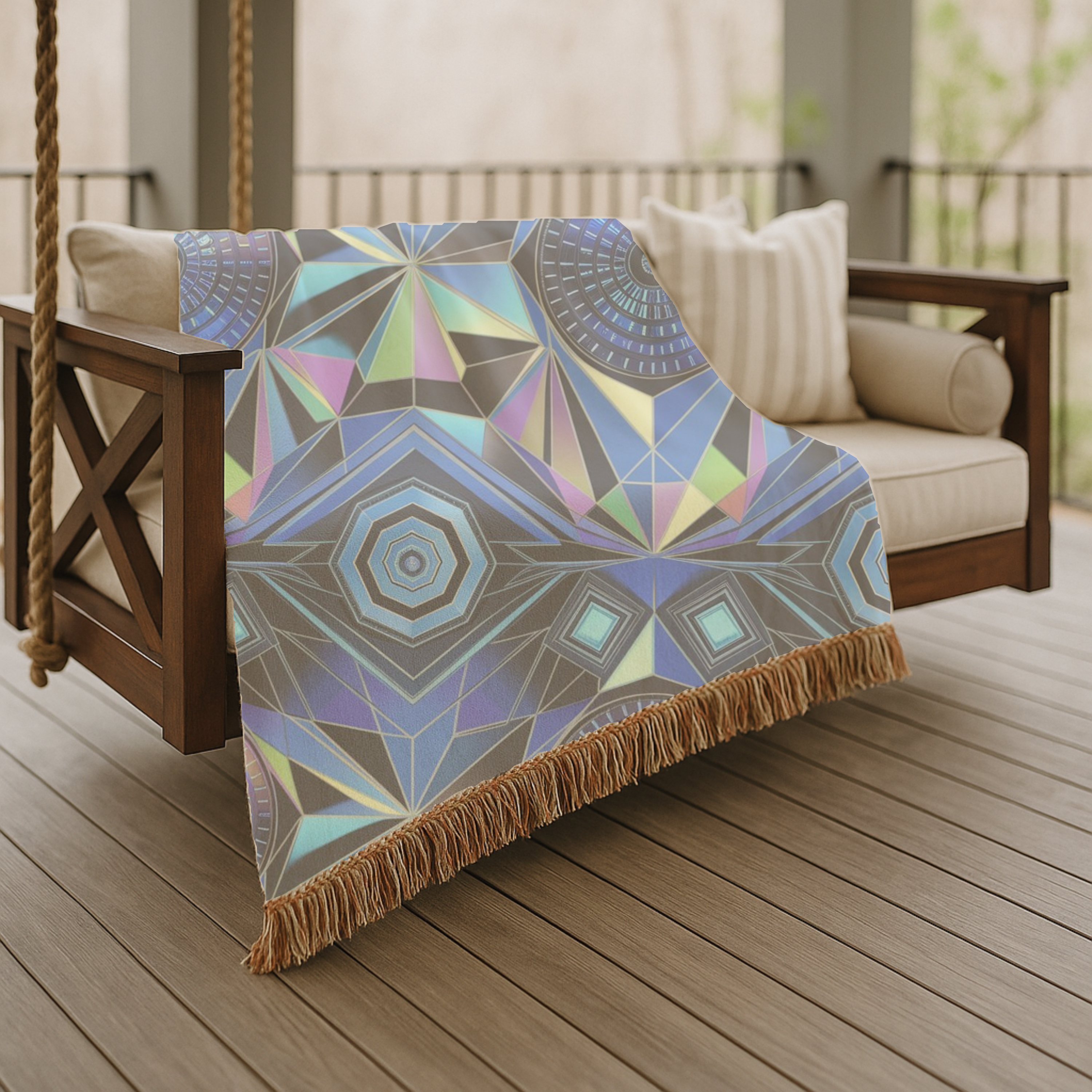 Crystal Throw — 2000s Y2K Kaleidoscope Gem Woven Blanket