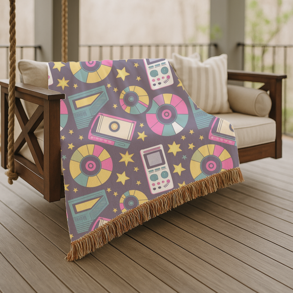 Press Play Throw — 1990s CD Player Woven Blanket