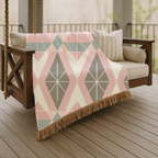 Prism Geo Throw — 1980s Pastel Geometric Woven Blanket