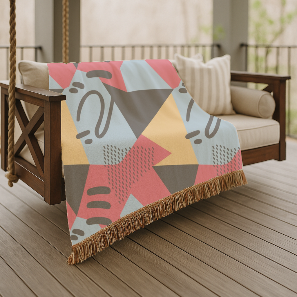Memphis Night Throw — 1980s Geometric Art Woven Blanket