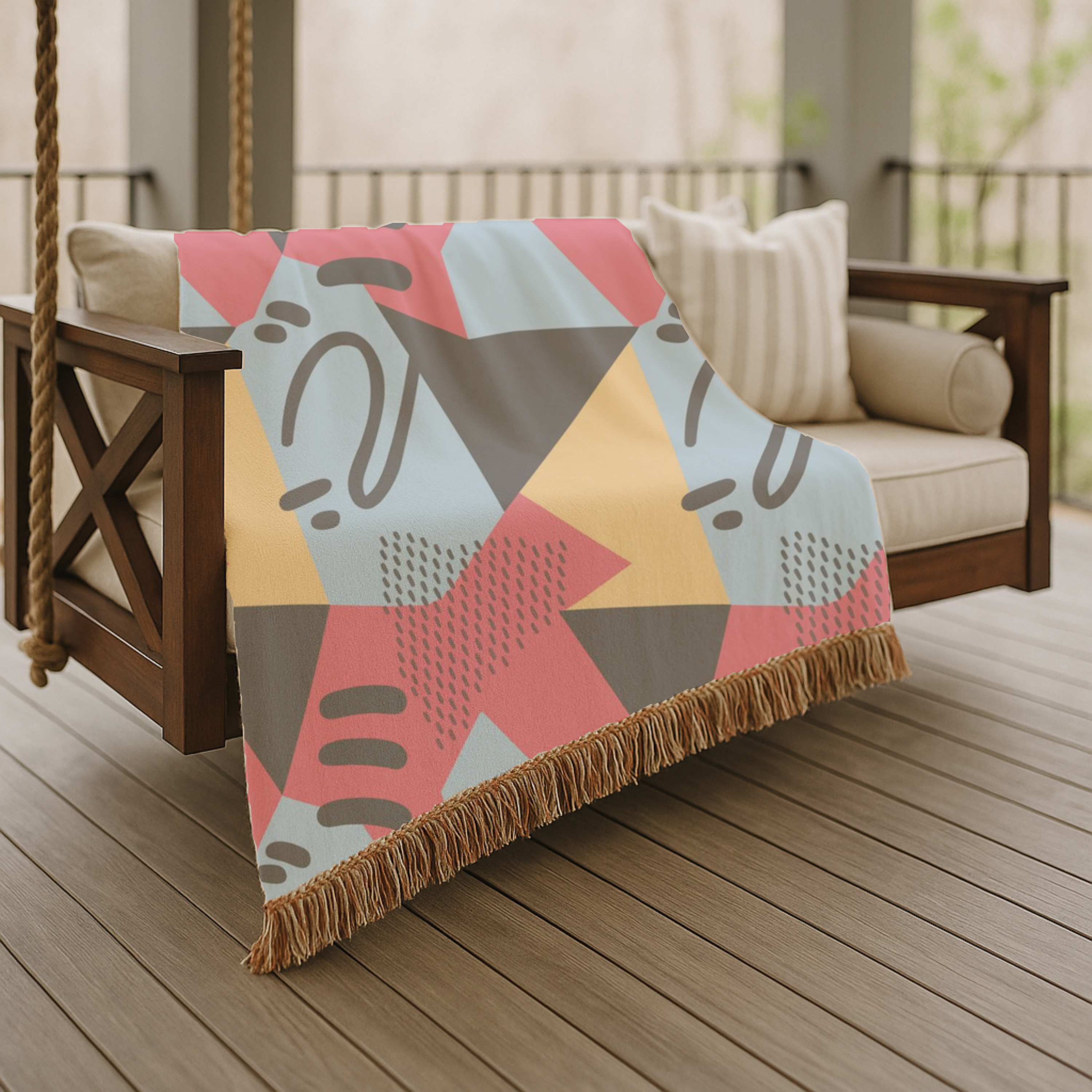 Memphis Night Throw — 1980s Geometric Art Woven Blanket