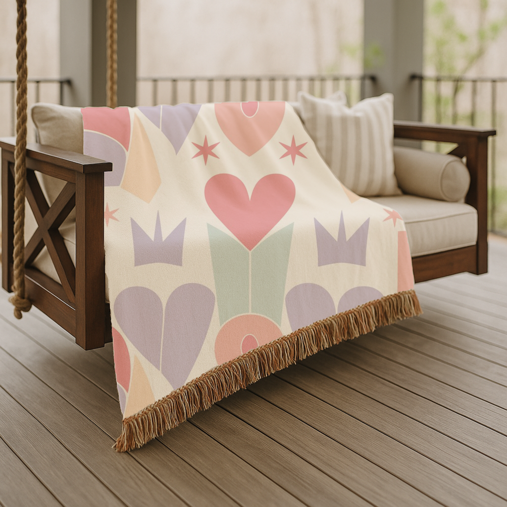 Heart Crown Throw — 1980s Pop Royalty Woven Blanket