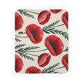 Poppy Floral Sherpa Blanket — Cozy Red Poppy Throw for Living Room & Gift