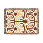 Solar Fan Throw — 1970s Geometric Sunburst Woven Blanket