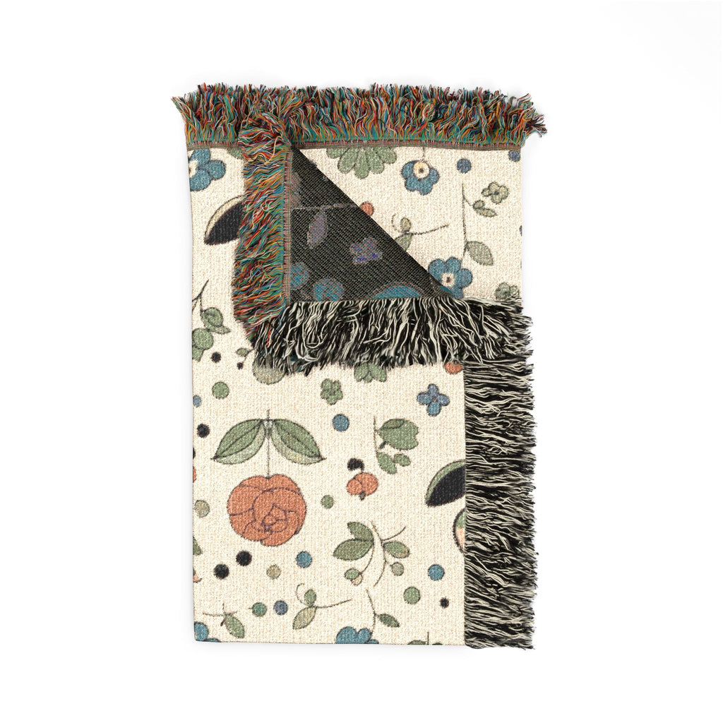 Meadow Ditsy Throw — 1940s Folk Floral Woven Blanket