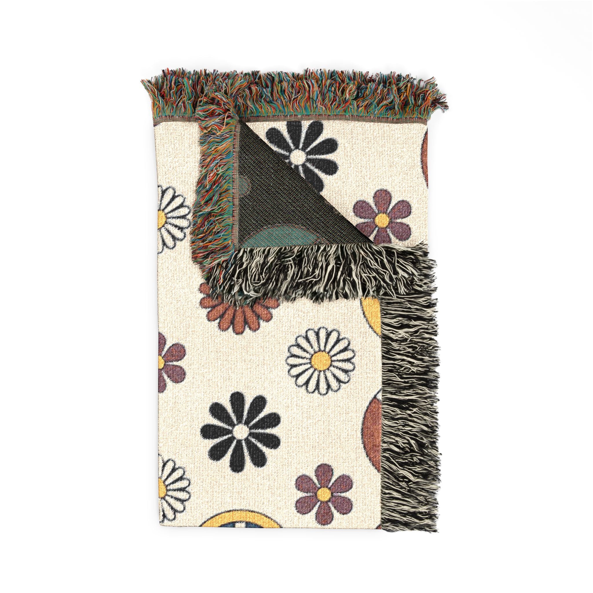 ✌️ Peace & Love Throw — 1960s Flower Power Woven Blanket
