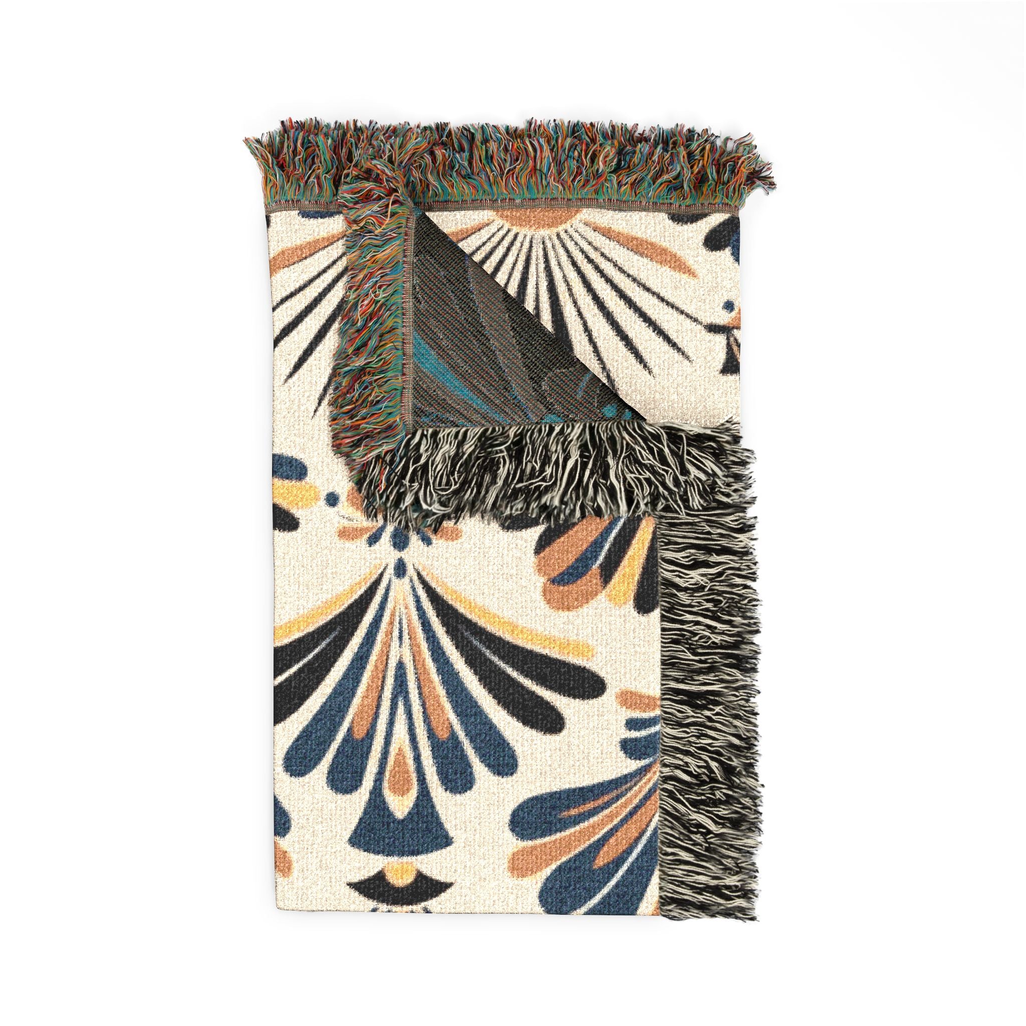 1940s Art Deco Fan Woven Blanket - 1940s Palmette Woven Blanket