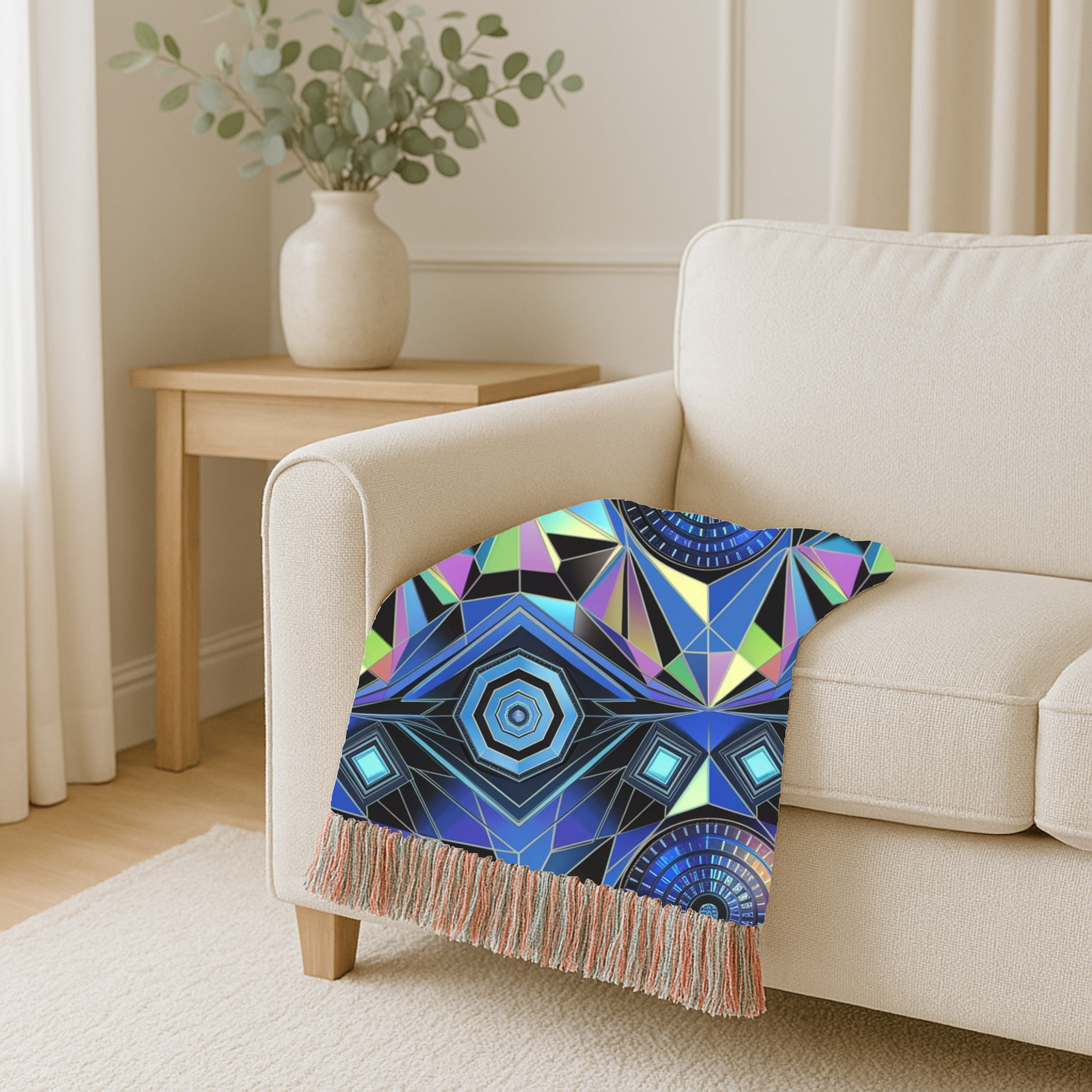 Crystal Throw — 2000s Y2K Kaleidoscope Gem Woven Blanket