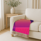 Sunset Grid Throw — 1980s Retrowave Glow Woven Blanket
