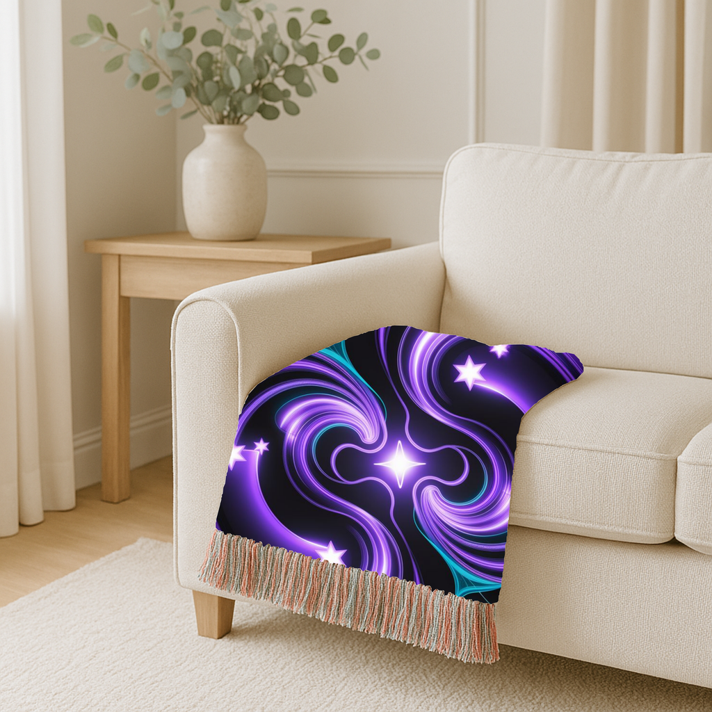 Nebula Throw — 2000s Y2K Neon Swirl Woven Blanket