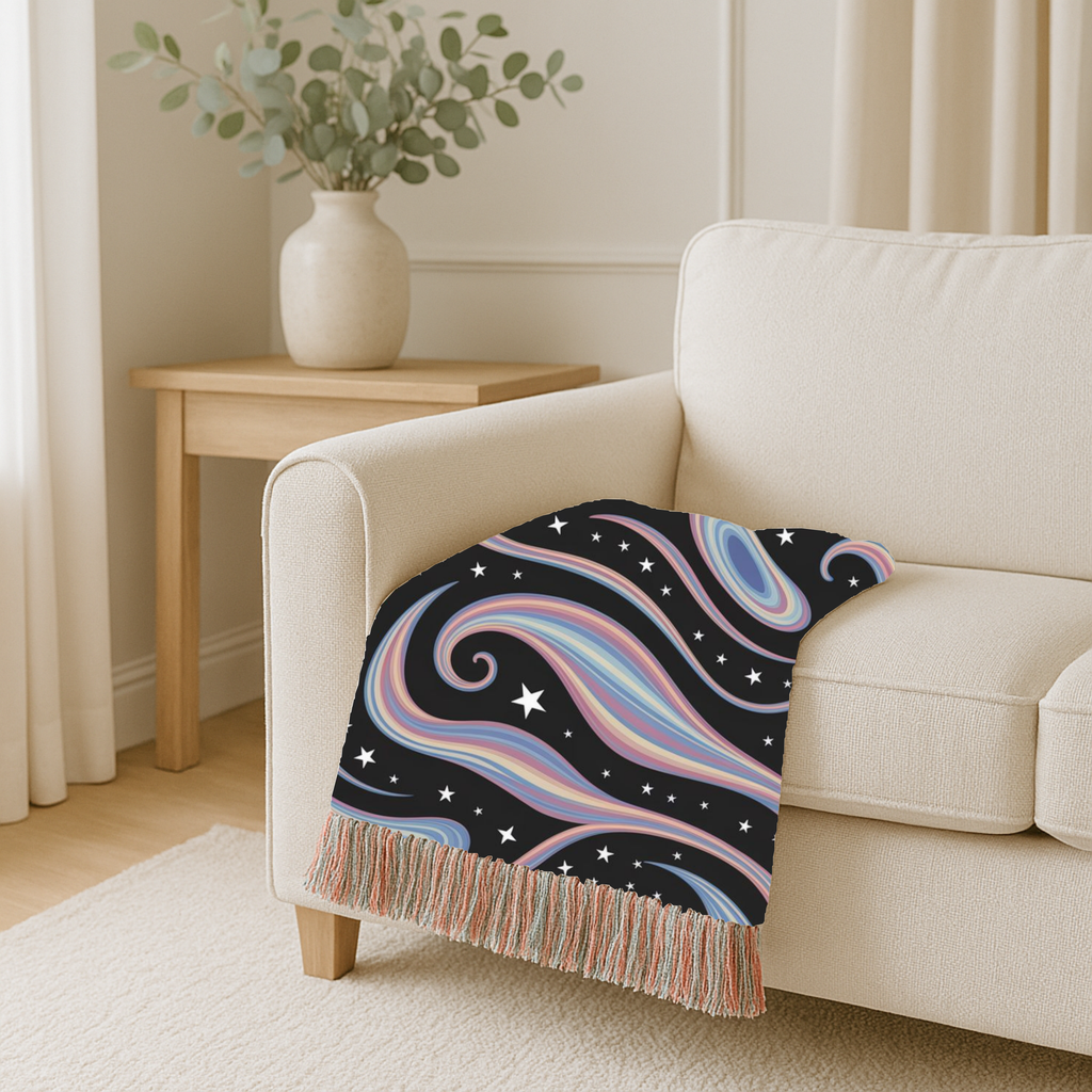 Cosmos Throw — 2000s Y2K Pastel Galaxy Woven Blanket