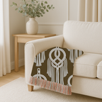 Macramé Circle Throw — 1970s Bohemian Macramé Woven Blanket