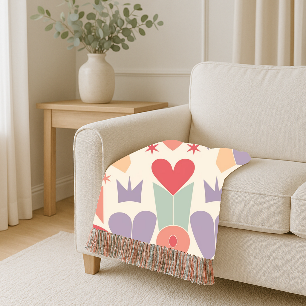 Heart Crown Throw — 1980s Pop Royalty Woven Blanket