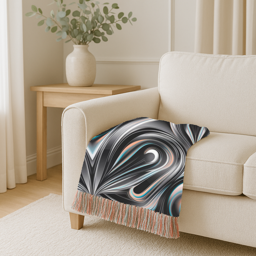 Mercury Throw — 2000s Y2K Chrome & Iridescent Woven Blanket