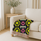 Pixel Bloom Throw — 1980s Arcade Neon Woven Blanket
