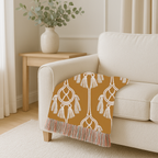 Macramé Tassel Throw — 1970s Bohemian Circle Woven Blanket