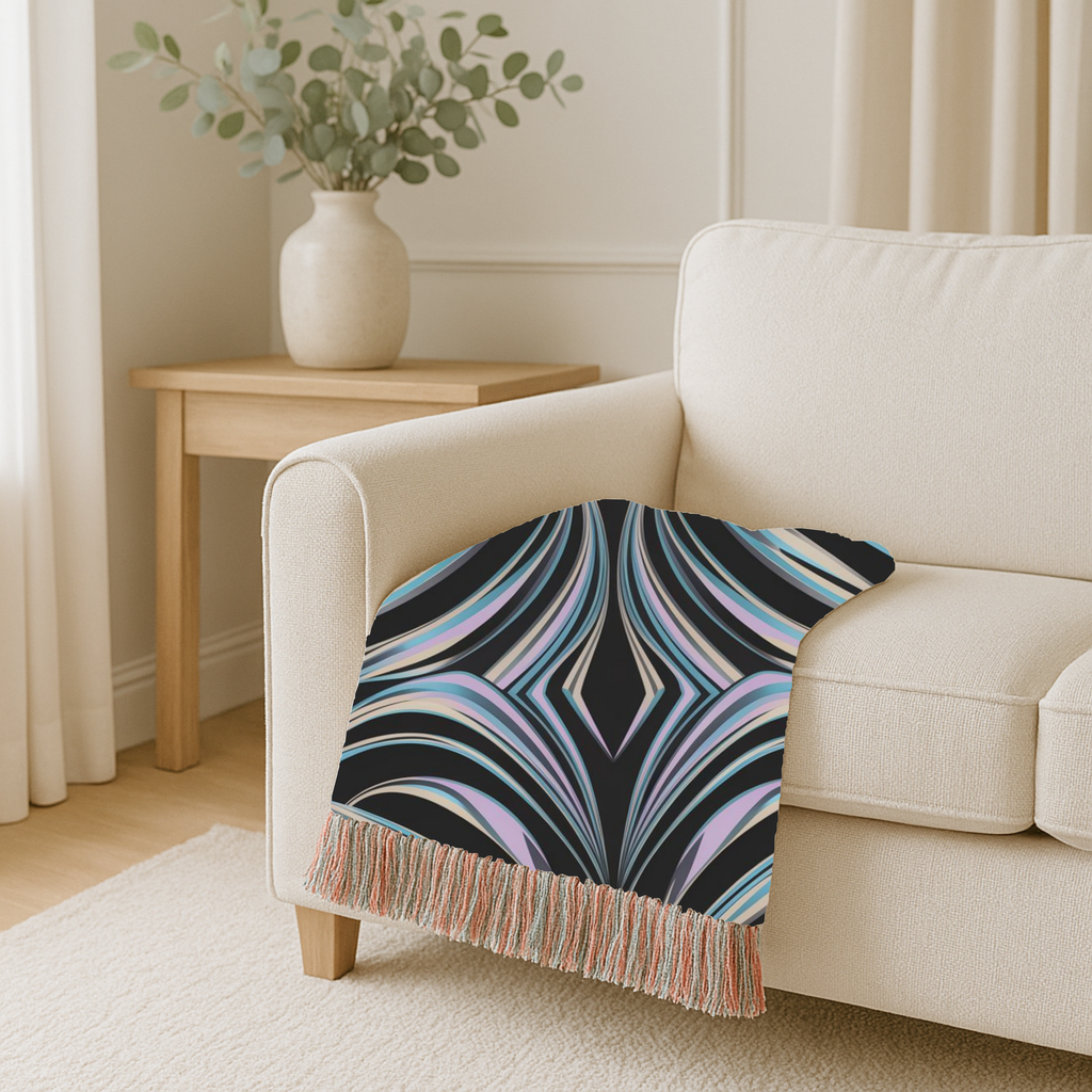 Aurora Throw — 2000s Y2K Iridescent Ribbon Woven Blanket