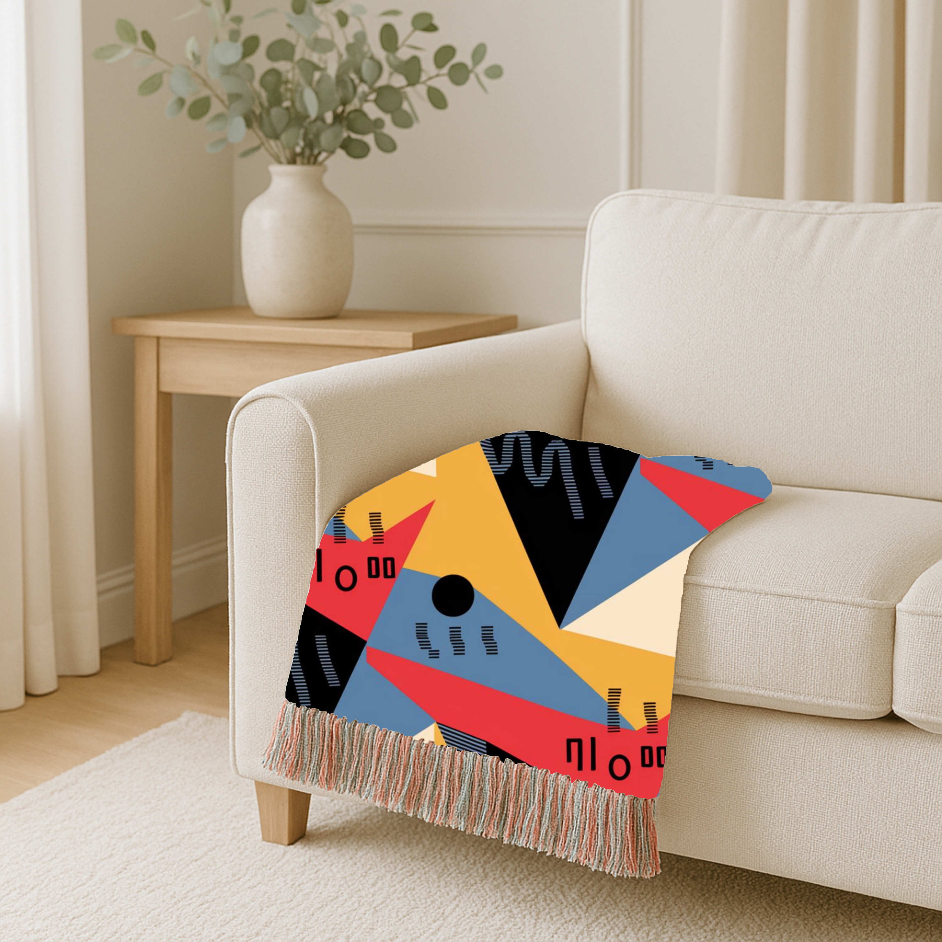 Memphis Sunshine Throw — 1980s Bold Geometric Woven Blanket