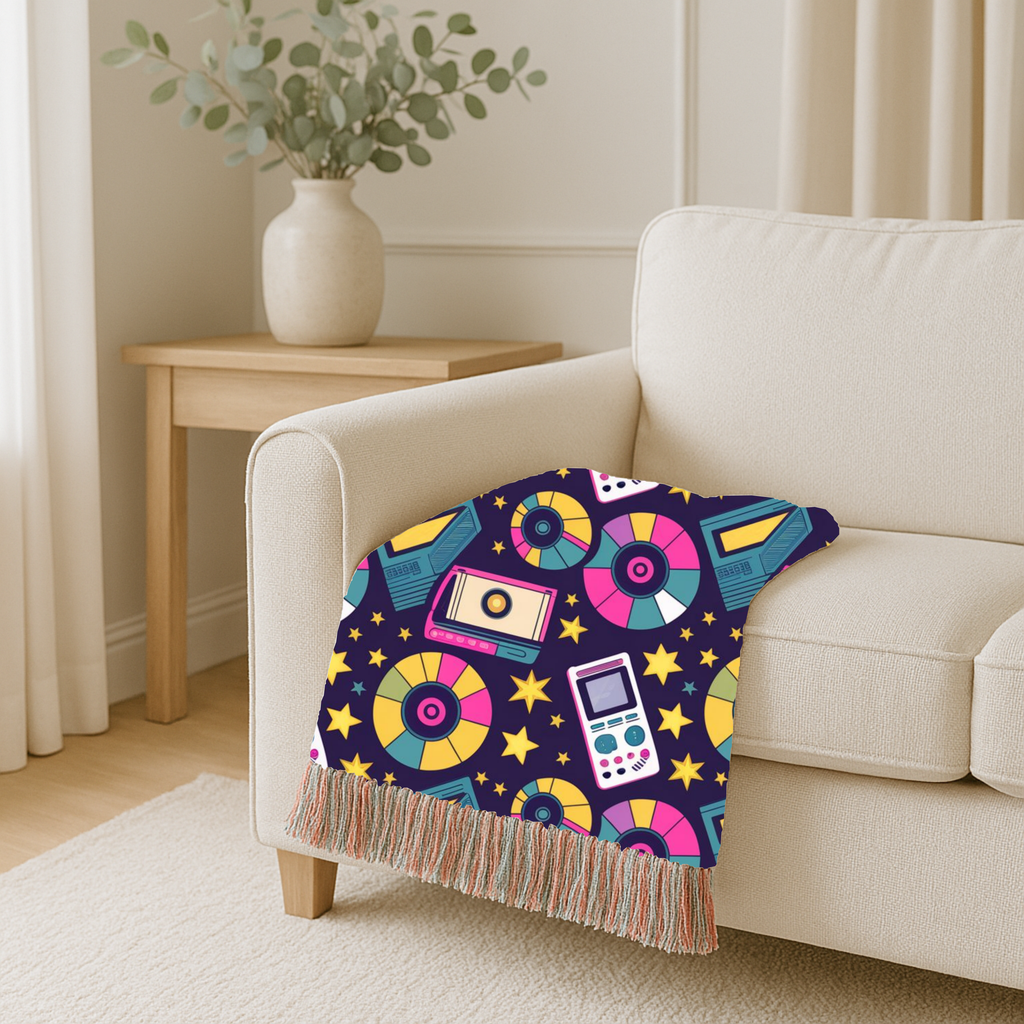 Press Play Throw — 1990s CD Player Woven Blanket