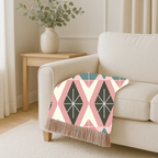 Prism Geo Throw — 1980s Pastel Geometric Woven Blanket