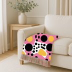 Dot Pop Throw — 1980s Bold Circle Woven Blanket