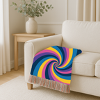 Hypnotic Throw — 1990s Psychedelic Swirl Woven Blanket
