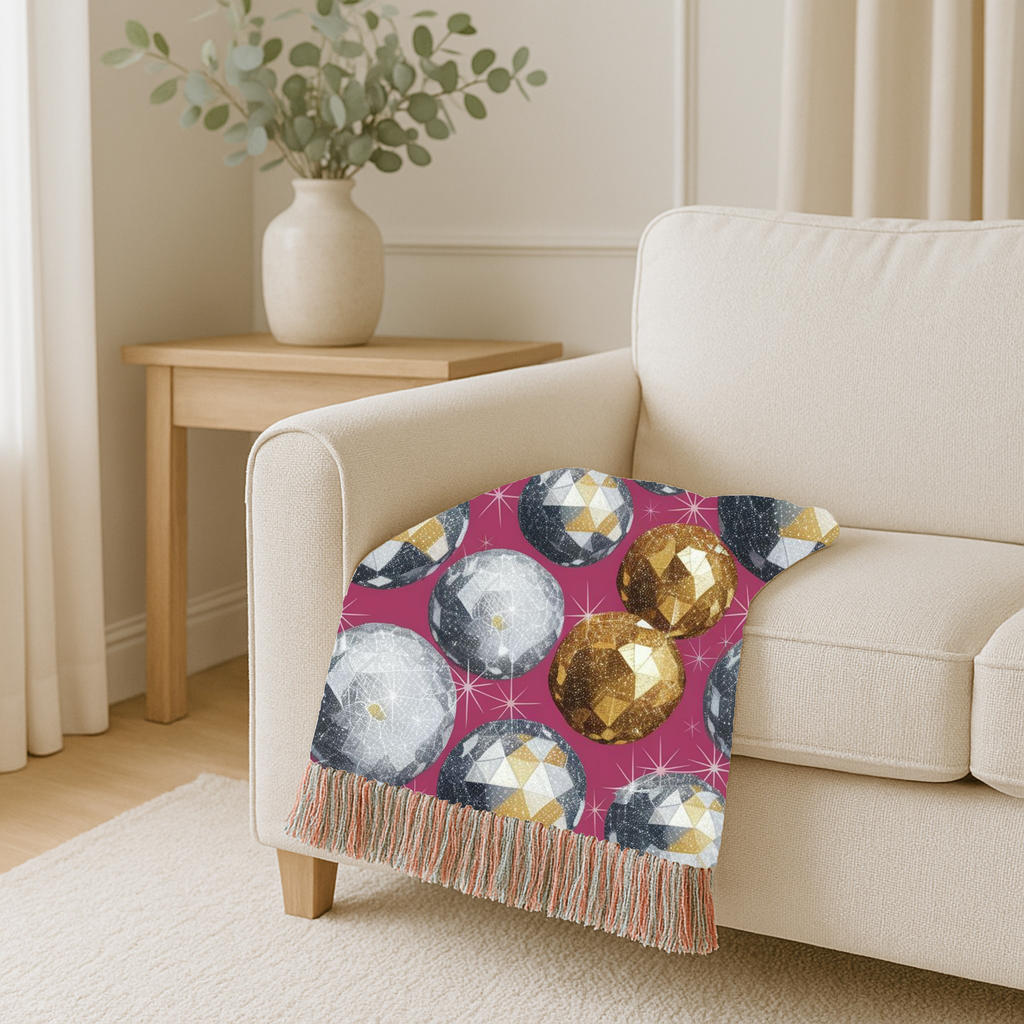 Disco Ball Throw — 1980s Studio Glamour Woven Blanket