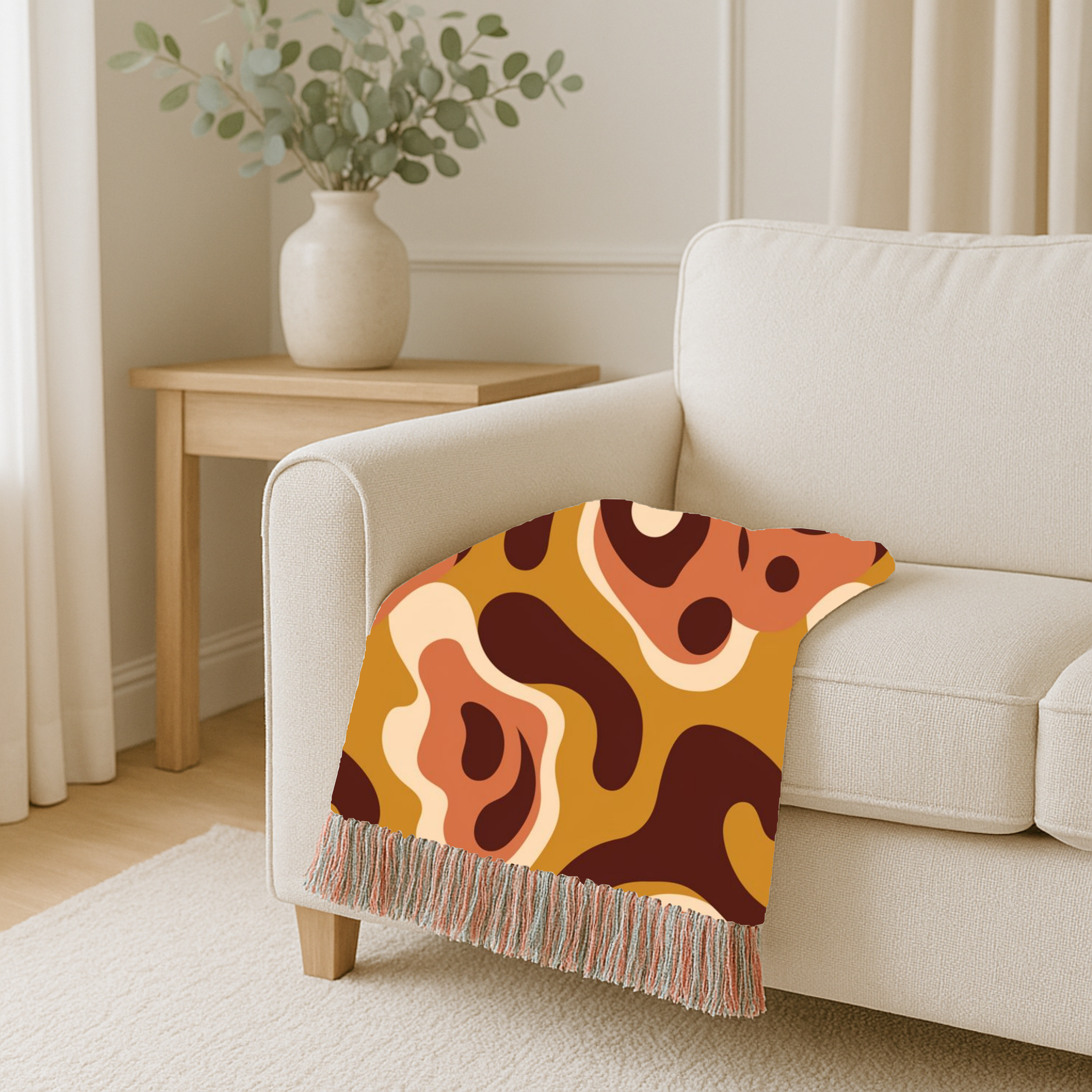 Lava Flow Throw — 1970s Psychedelic Abstract Woven Blanket