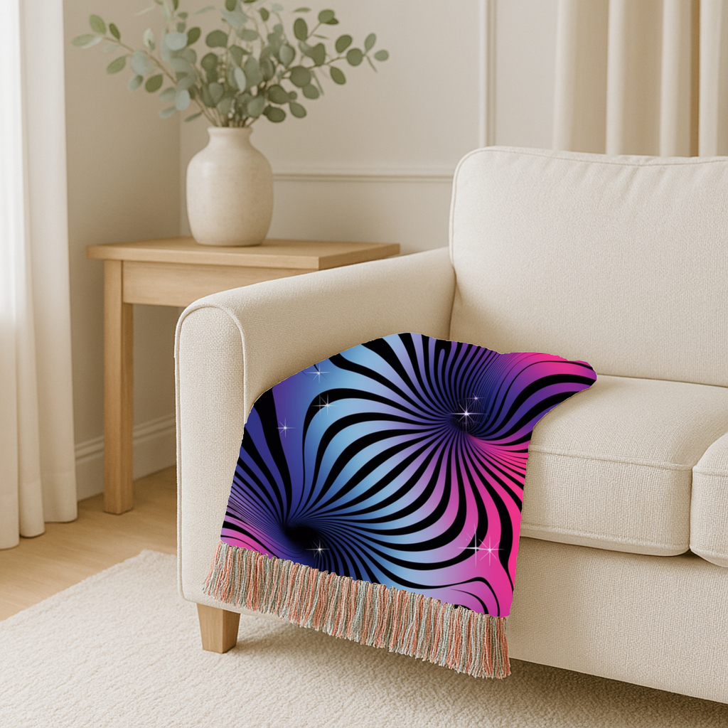 Supernova Throw — 2000s Y2K Stripe Sunburst Woven Blanket