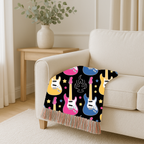 Rock Flame Throw — 1980s Guitar Fire Woven Blanket