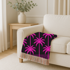 Neon Palm Throw — 1980s Tropical Night Woven Blanket