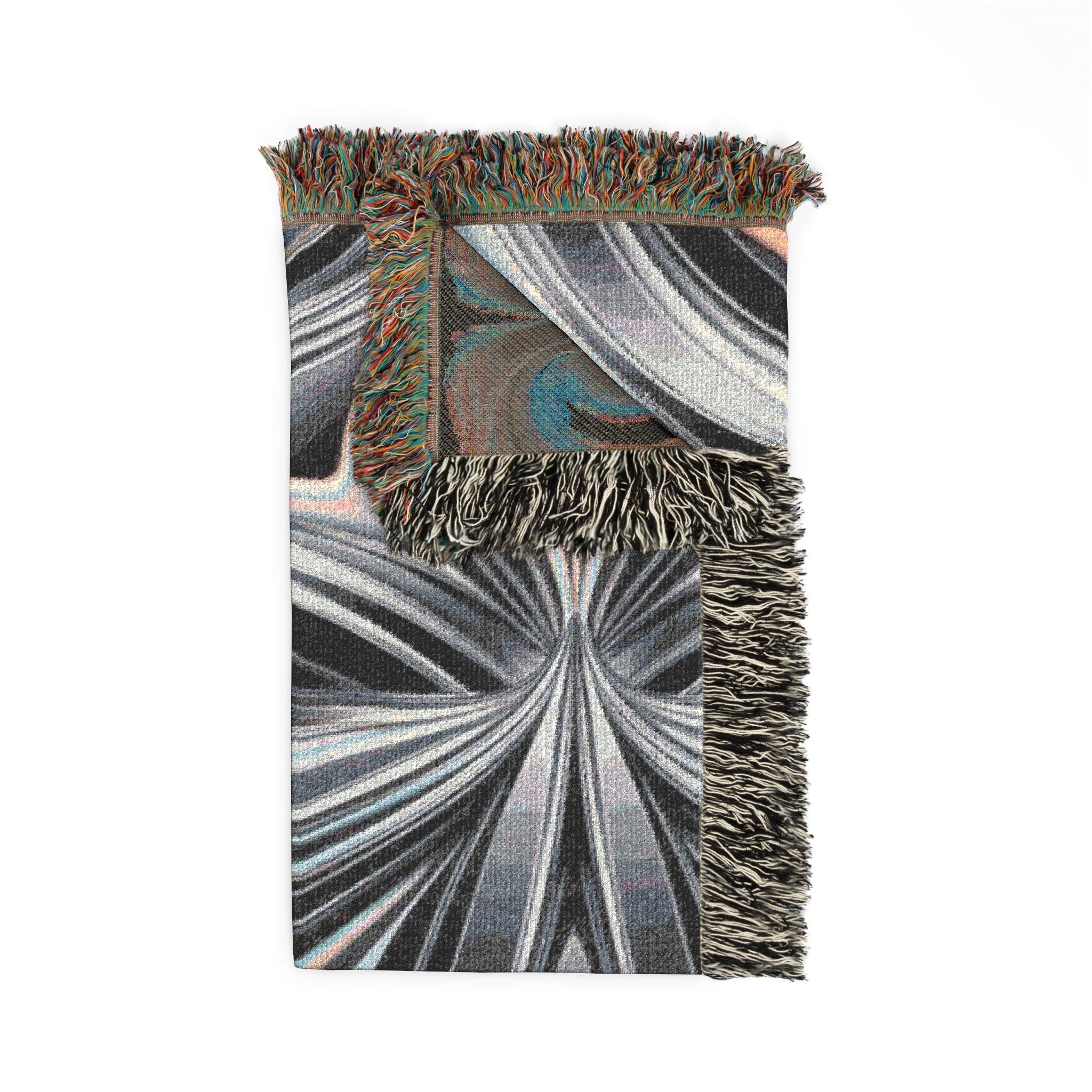 Mercury Throw — 2000s Y2K Chrome & Iridescent Woven Blanket