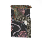 Skull & Roses Throw — 1990s Gothic Skull & Rose Woven Blanket