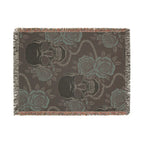 Skull & Roses Throw — 1990s Gothic Skull & Rose Woven Blanket
