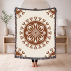 Spirit Medallion Throw — 1970s Ornate Circle Woven Blanket