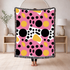 Dot Pop Throw — 1980s Bold Circle Woven Blanket
