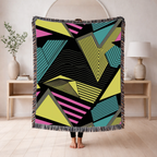 Electric Triangle Throw — 1980s Bold Stripe Geometric Woven Blanket