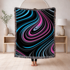 Neon Vortex Throw — 2000s Y2K Neon Flow Woven Blanket