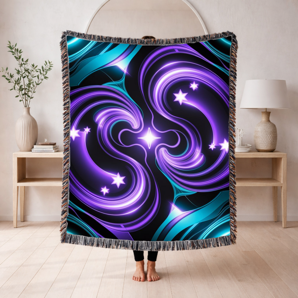 Nebula Throw — 2000s Y2K Neon Swirl Woven Blanket