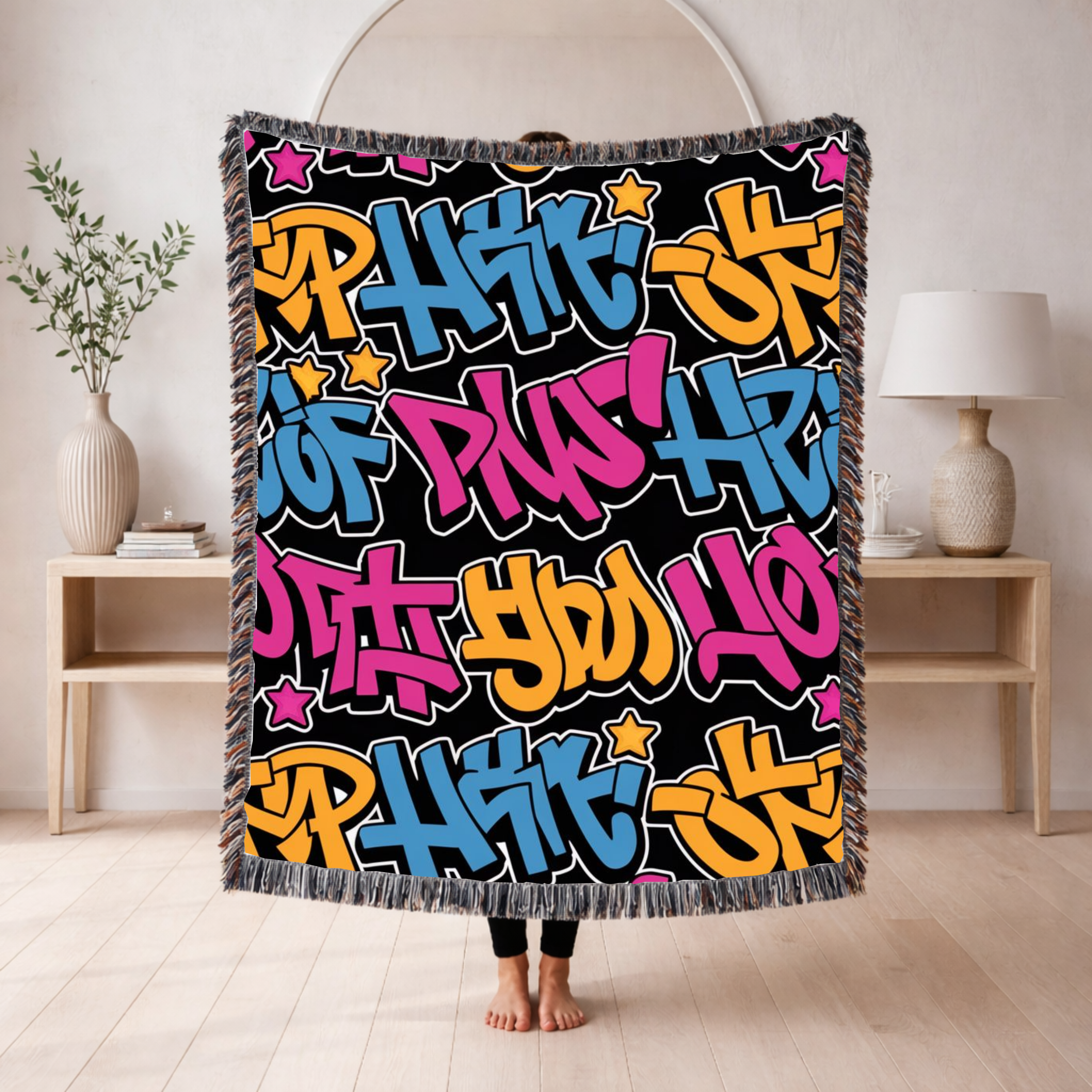 Graffiti Throw — 2000s Hip Hop Street Art Woven Blanket