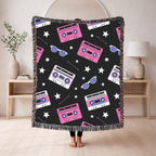 Mixtape Throw — 1980s Boombox & Cassette Woven Blanket