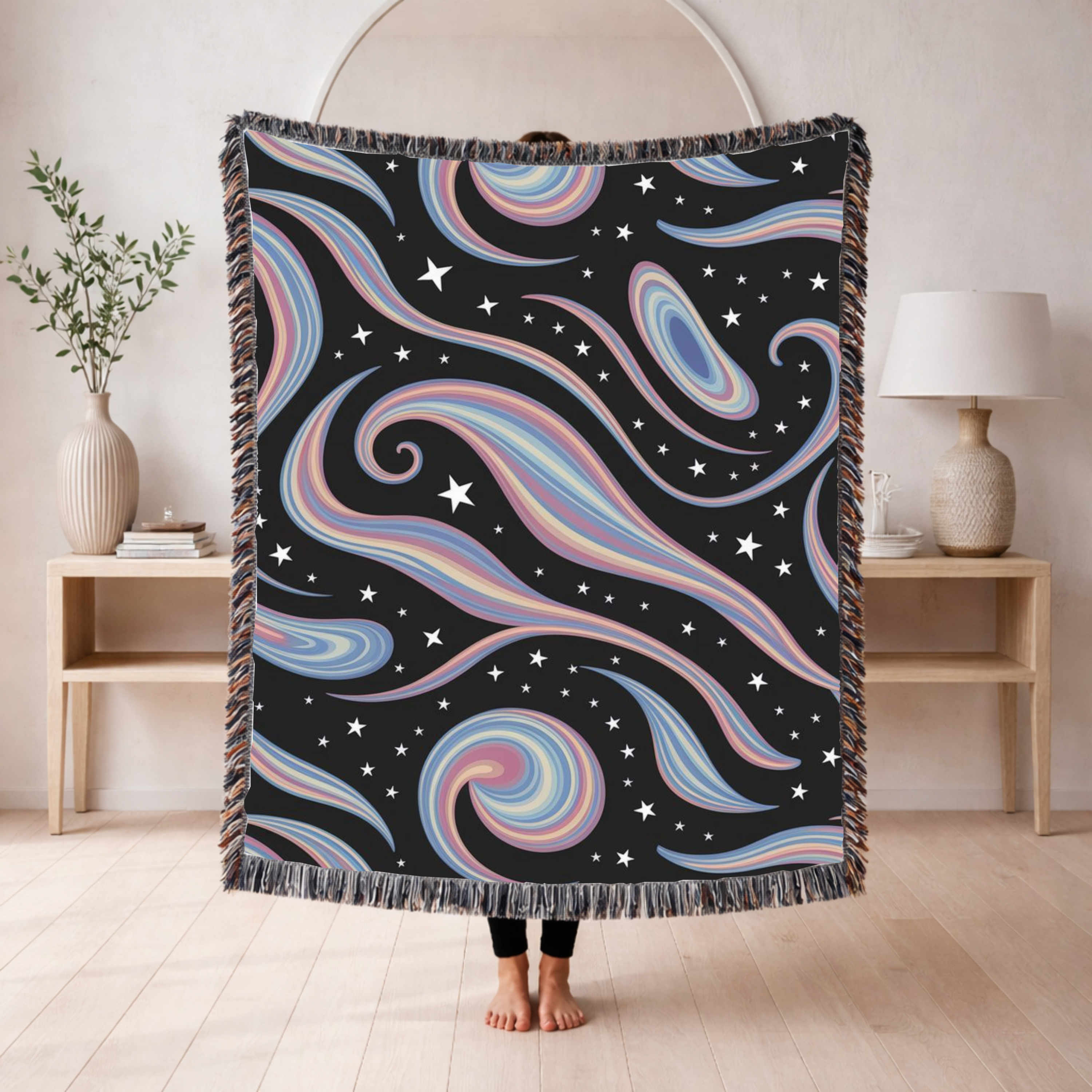 Cosmos Throw — 2000s Y2K Pastel Galaxy Woven Blanket