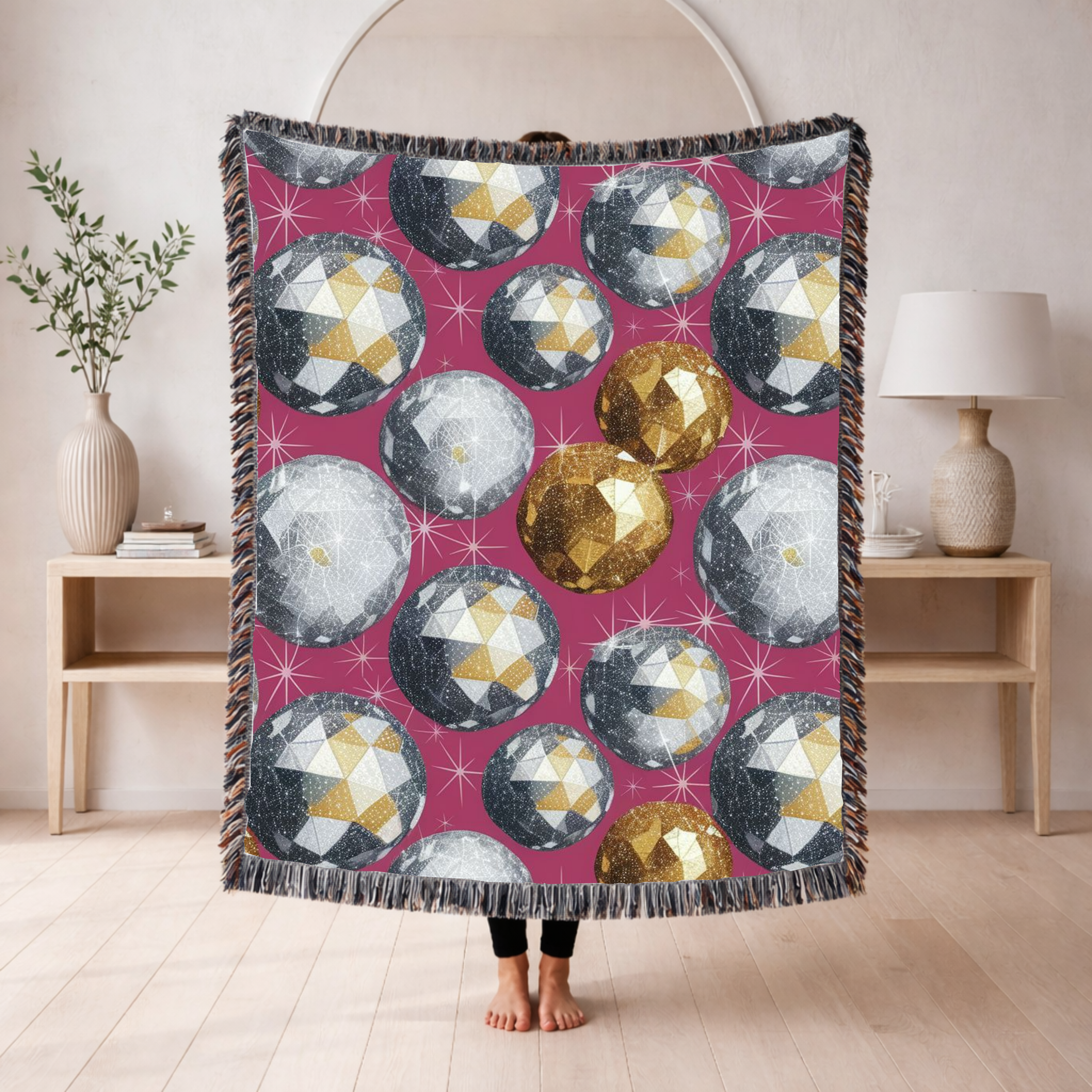 Disco Ball Throw — 1980s Studio Glamour Woven Blanket