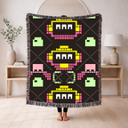 Pixel Robot Throw — 1980s Arcade Game Woven Blanket