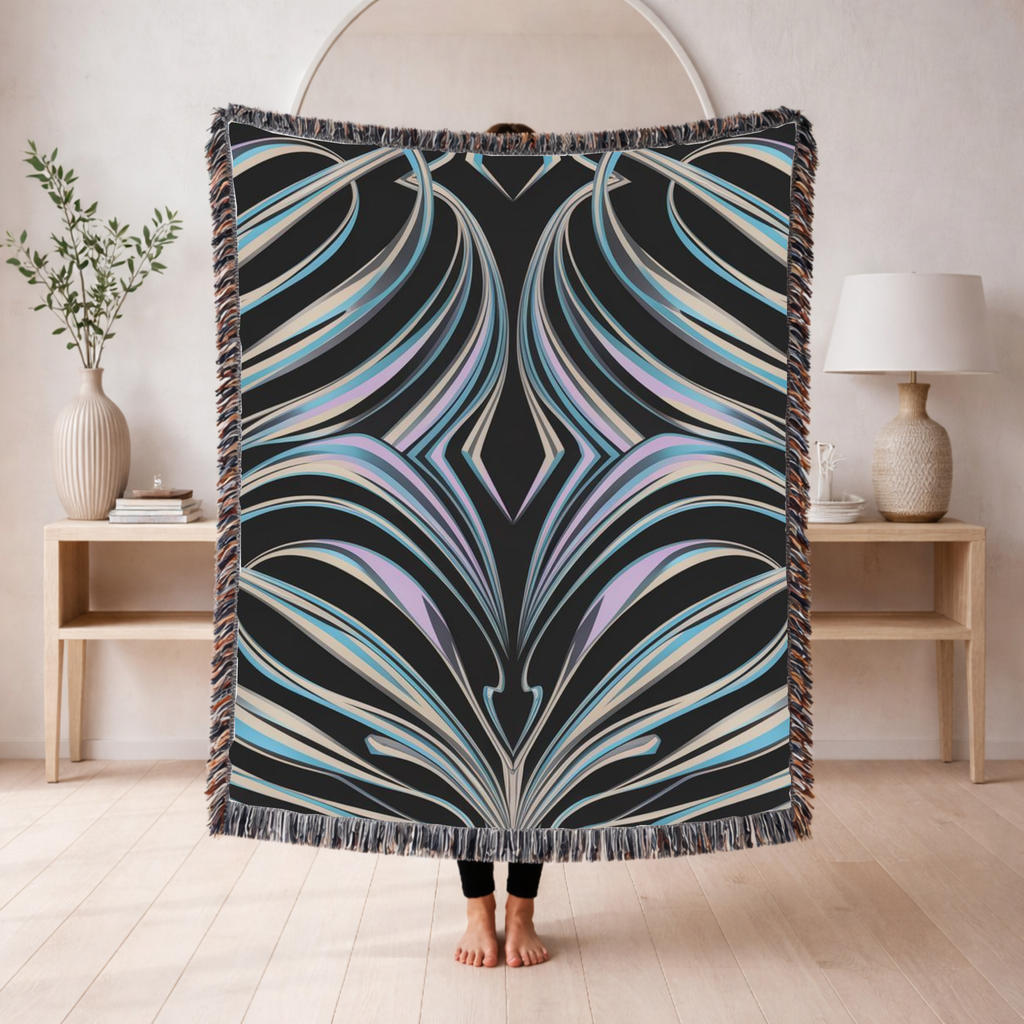 Aurora Throw — 2000s Y2K Iridescent Ribbon Woven Blanket