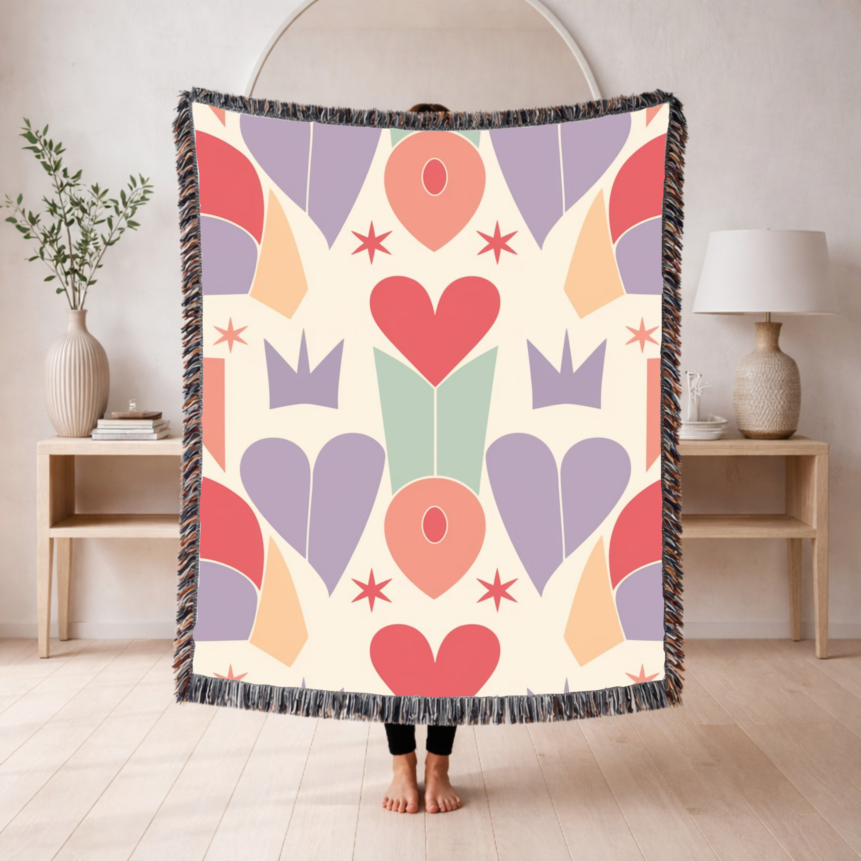 Heart Crown Throw — 1980s Pop Royalty Woven Blanket